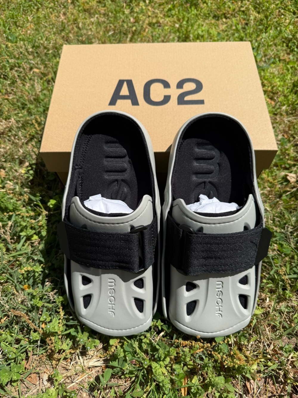 AC2 Unisex Sandals in Grey with Black Strap